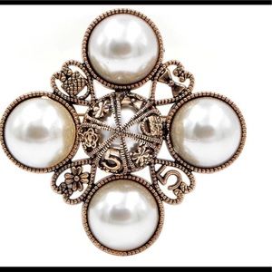 Pearl Cross style Vintage Baroque Brooch